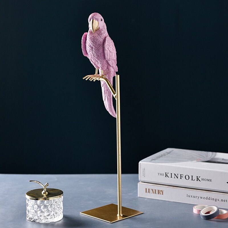 44cm Nordic Style Creative Color Parrot Figurine Animals Bird Statue Resin Craft Simple Living Room Decorations For Home - 3