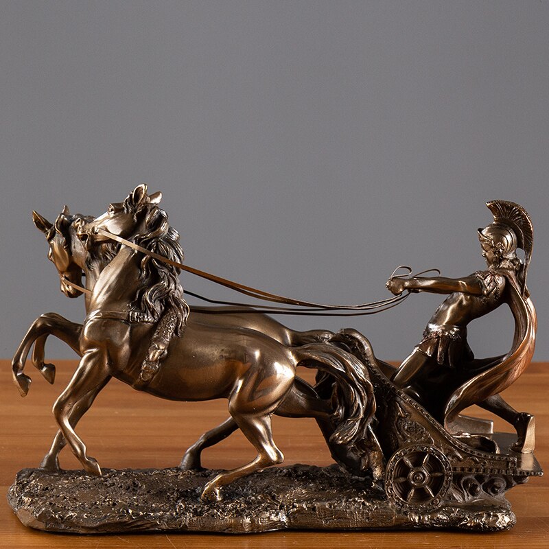 Abstract Vintage Rome Chariot Figurines Fairy Garden Miniatures Ornaments Office Desk Decoration Modern Art Statues Decor - 2