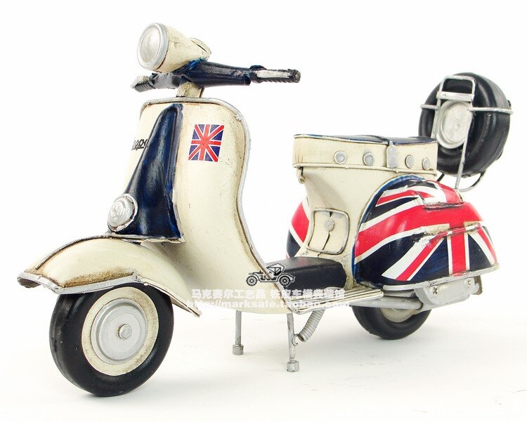 Vintage Europe Motor Style Retro 1965 Italy Vespa Motorcycle Model Creative Mini Iron Motorbike Best Gift Home Bar Decoration - 2