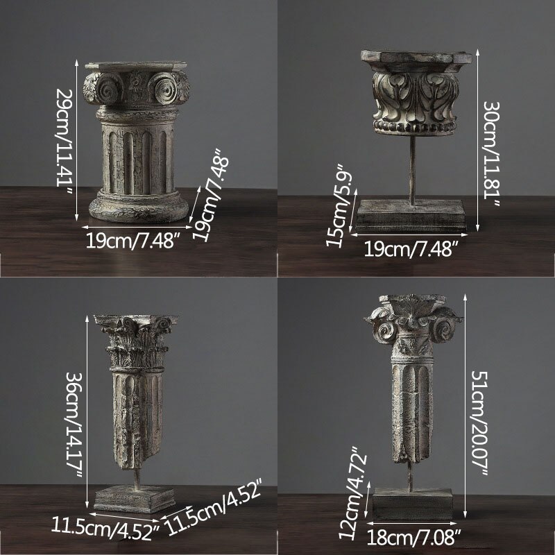 Strongwell Vintage Nostalgic Roman Column Statue Architectural Model Crafts Office Home Wedding Desktop Decoration Gift - 6