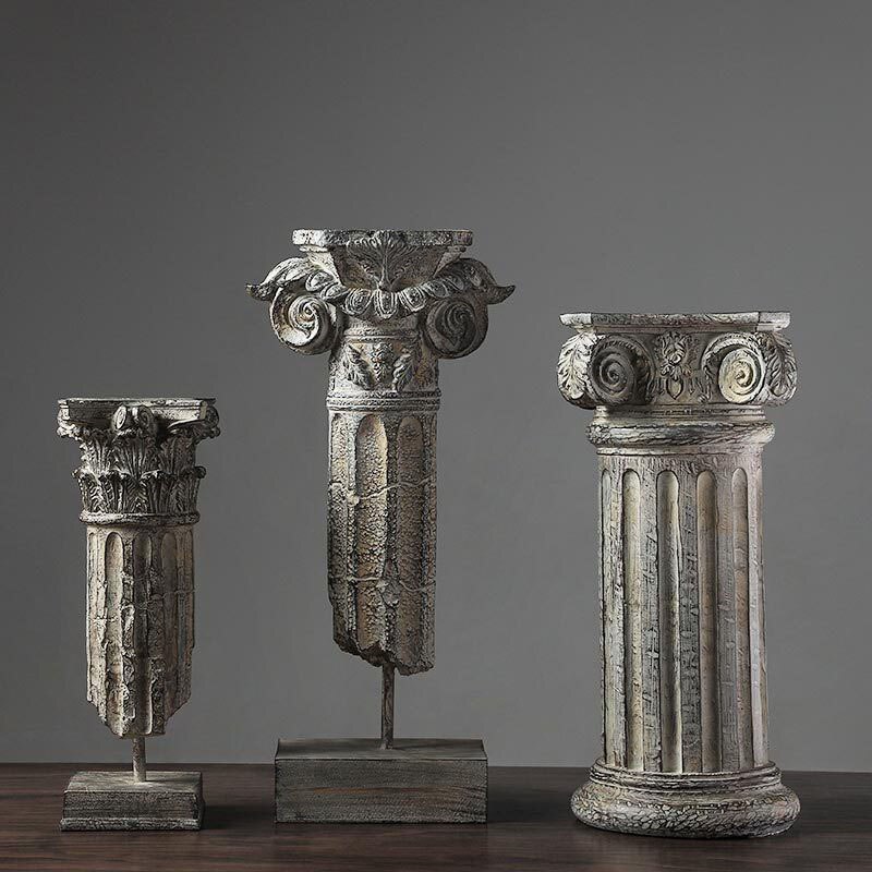 Strongwell Vintage Nostalgic Roman Column Statue Architectural Model Crafts Office Home Wedding Desktop Decoration Gift - 3