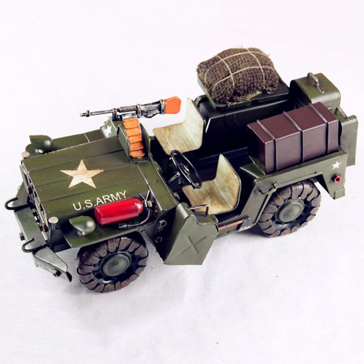 Vintage The German Willys Military Vehicles Model Creative Iron Jeep Craft Gift Home Bar Decoration - 3