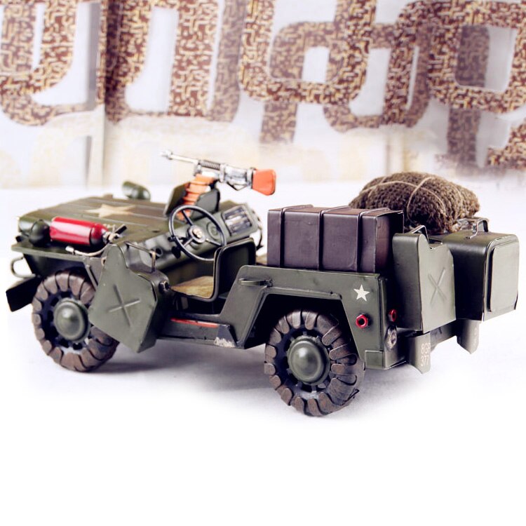 Vintage The German Willys Military Vehicles Model Creative Iron Jeep Craft Gift Home Bar Decoration - 2