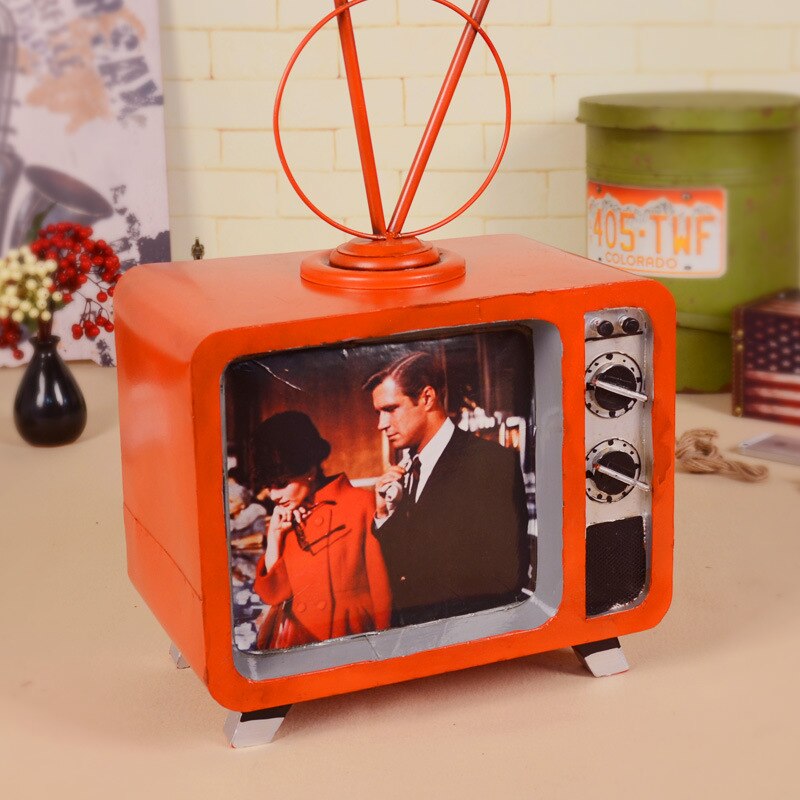 Retro Iron Metal Vintage Tin Tv Model Home Bar Decoration Television Models - 4