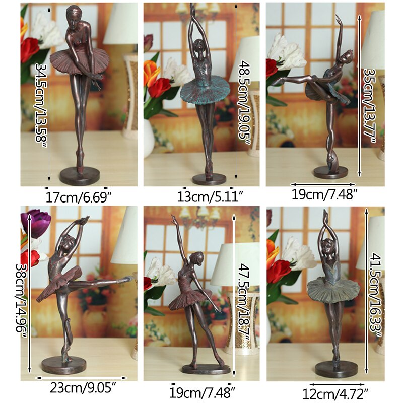 European Vintage Bronze Old Ballerina Retro Character Sculpture Doll Statue Nordic Home Decor Decoration Wedding Gift - 6