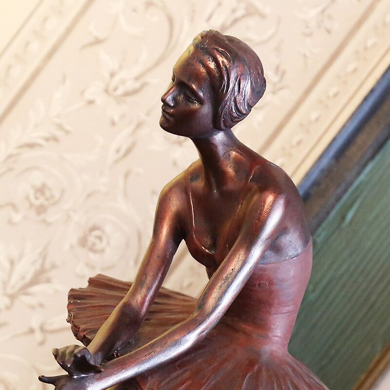 European Vintage Bronze Old Ballerina Retro Character Sculpture Doll Statue Nordic Home Decor Decoration Wedding Gift - 5