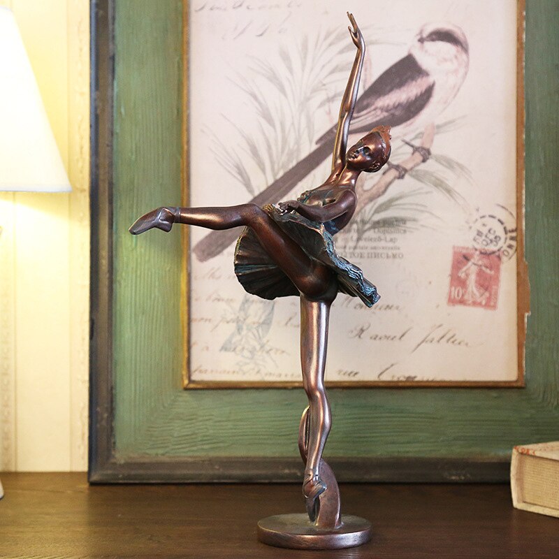 European Vintage Bronze Old Ballerina Retro Character Sculpture Doll Statue Nordic Home Decor Decoration Wedding Gift - 3