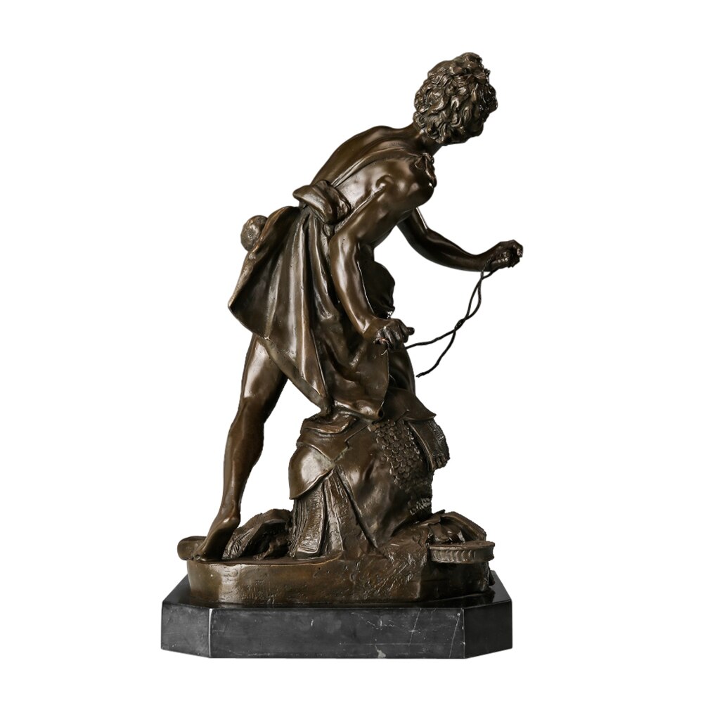 Classical Sculpture David Statue By Italian Famous Sculptor Bronze Replica Vintage Figurine Art Home Decor Collection - 5