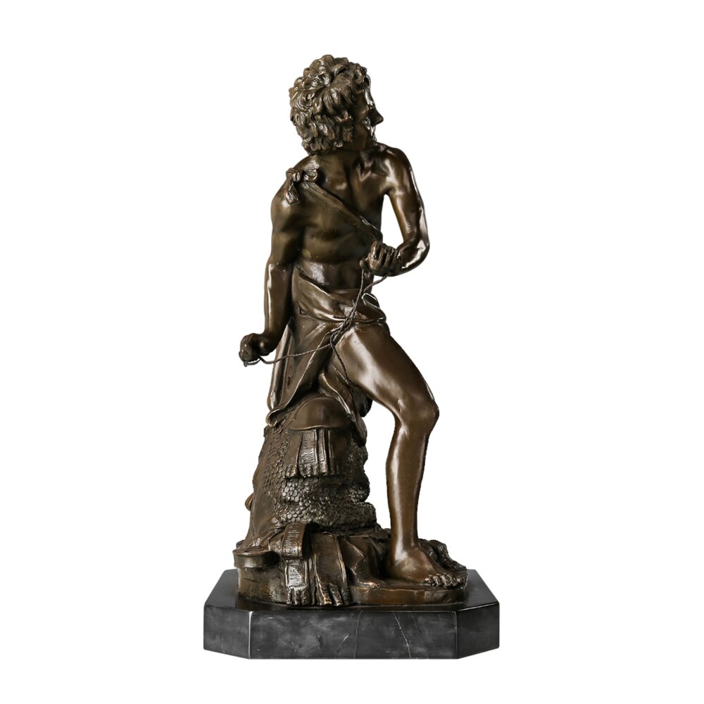Classical Sculpture David Statue By Italian Famous Sculptor Bronze Replica Vintage Figurine Art Home Decor Collection - 4
