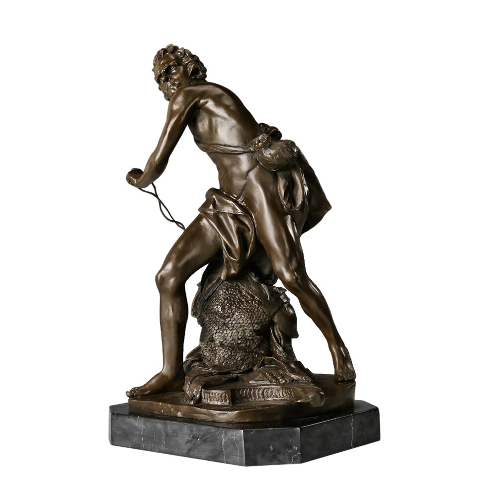 Classical Sculpture David Statue By Italian Famous Sculptor Bronze Replica Vintage Figurine Art Home Decor Collection - 3