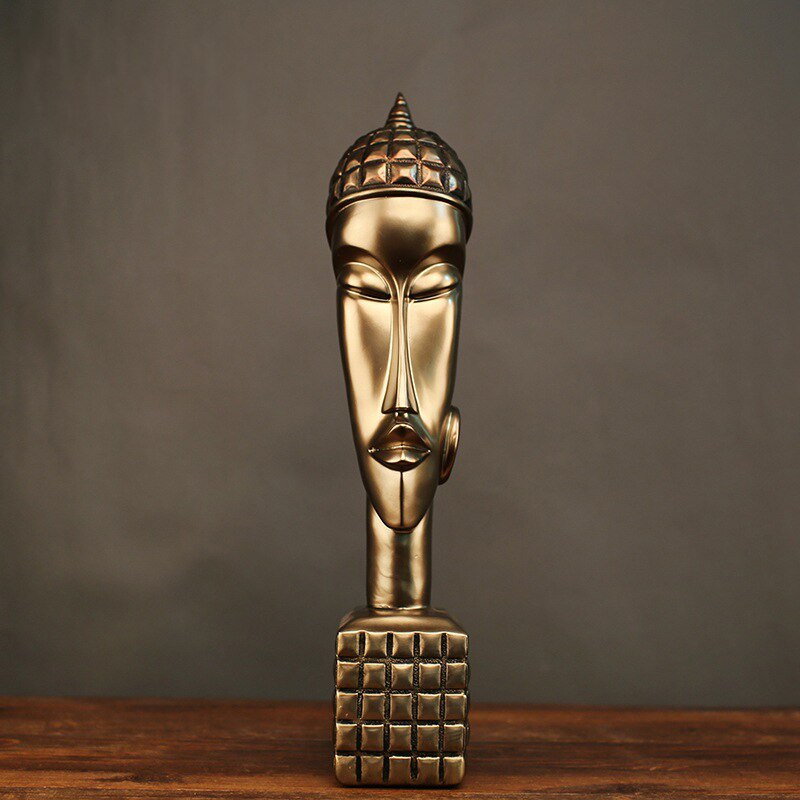 Vintage African Man Woman Statues Resin Abstract Sculpture Copper Character Figurines Christmas Gift Home Decoration Accessories - 4