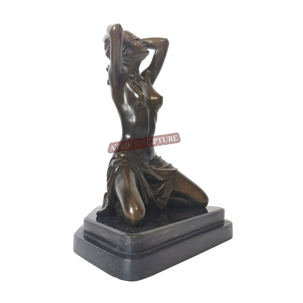 Half Nude Women Bronze Statue Sexy Western Female Sculpture Vintage Naked Figurine Art Home Decor Collectible - 6