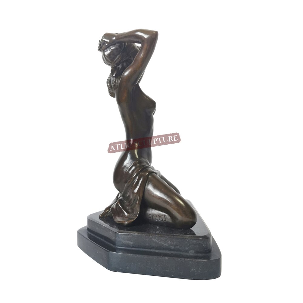 Half Nude Women Bronze Statue Sexy Western Female Sculpture Vintage Naked Figurine Art Home Decor Collectible - 5