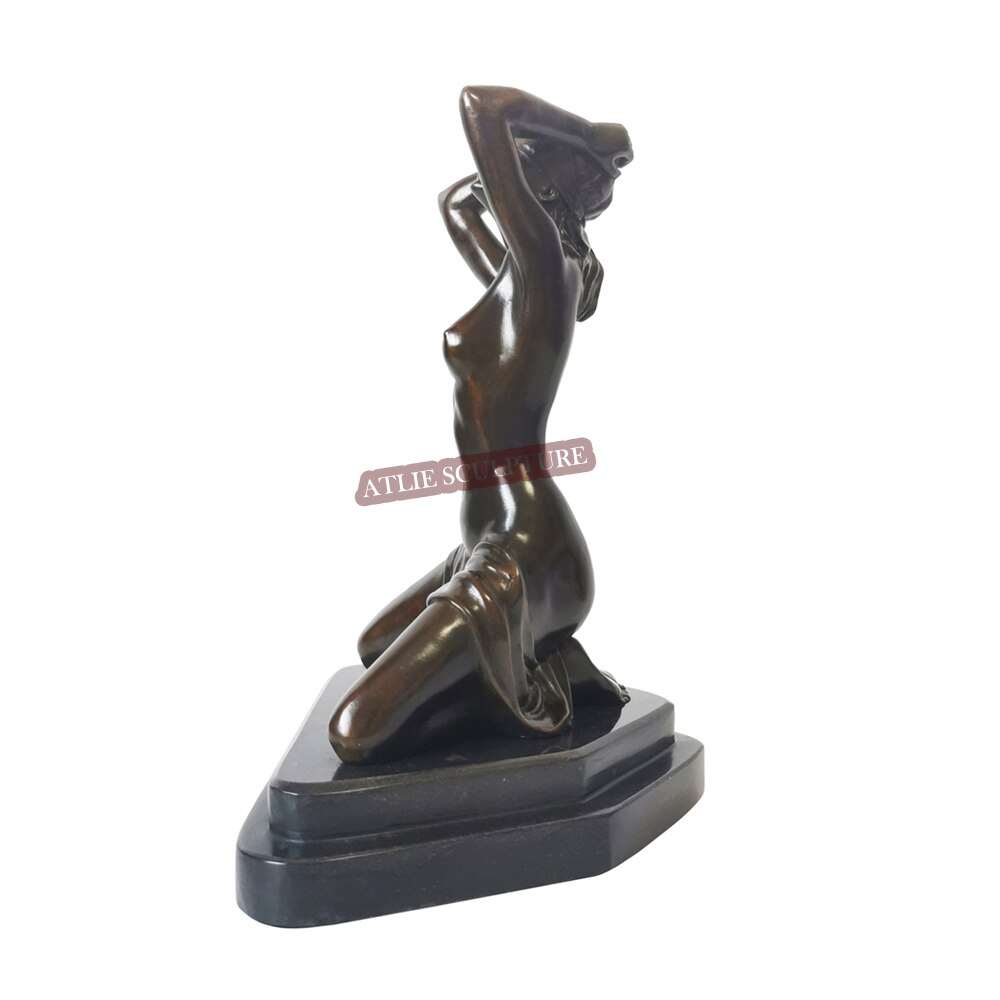 Half Nude Women Bronze Statue Sexy Western Female Sculpture Vintage Naked Figurine Art Home Decor Collectible - 3