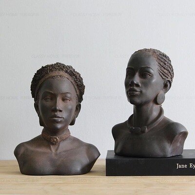 African Characters With Vintage Distressed Decorative Home Accessories American French European Country Modern Statue - 3