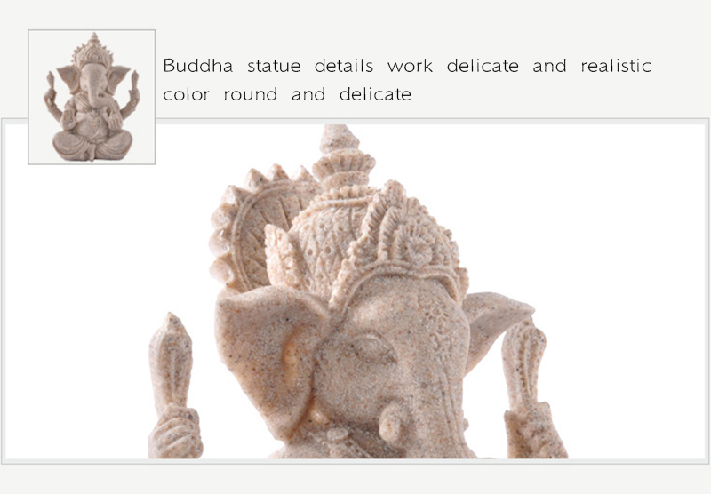 Handcrafted Sandstone Elephant God Buddha Statue Ganesha Figurine Hindu Buddhism Decor Sculpture - 6