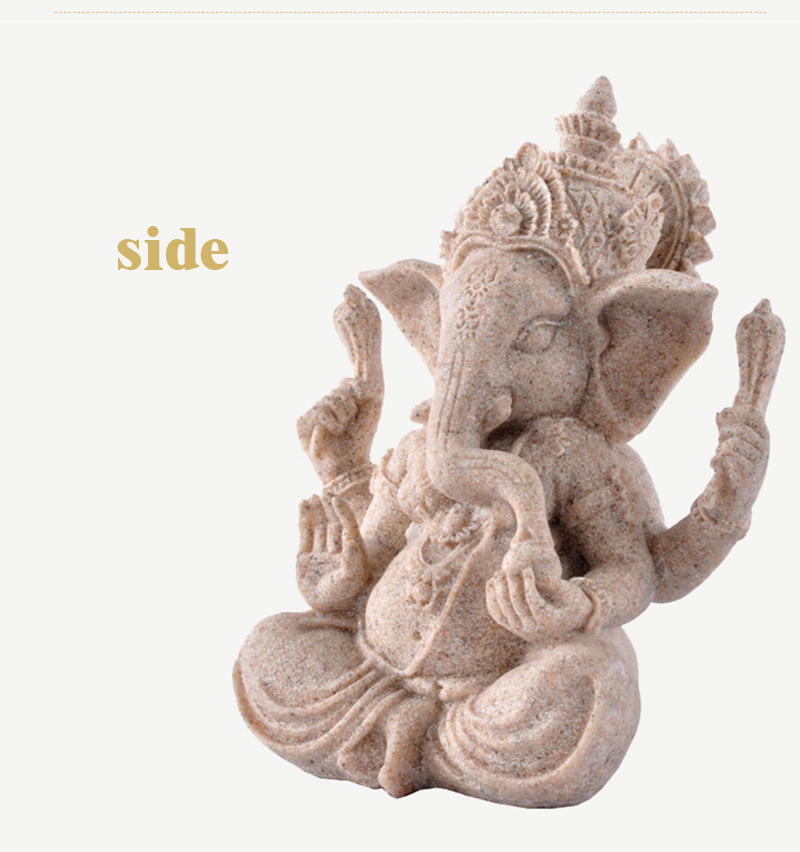 Handcrafted Sandstone Elephant God Buddha Statue Ganesha Figurine Hindu Buddhism Decor Sculpture - 3