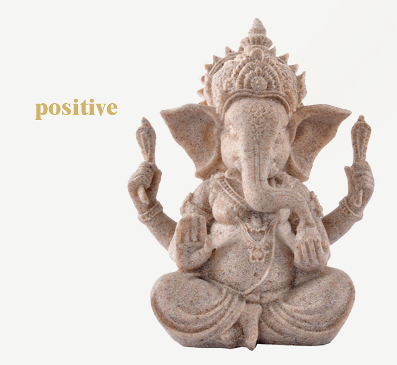 Handcrafted Sandstone Elephant God Buddha Statue Ganesha Figurine Hindu Buddhism Decor Sculpture - 2