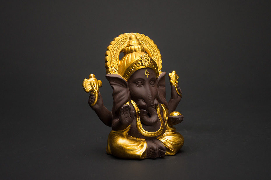 Purple Clay Ganesha Mammon Statues Handcrafted Elephant God Figurines Budas Decorative Home Decor Spiritual Mascot Crafts - 4