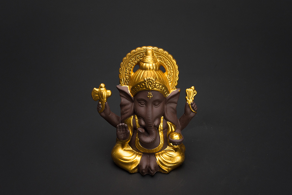 Purple Clay Ganesha Mammon Statues Handcrafted Elephant God Figurines Budas Decorative Home Decor Spiritual Mascot Crafts - 2