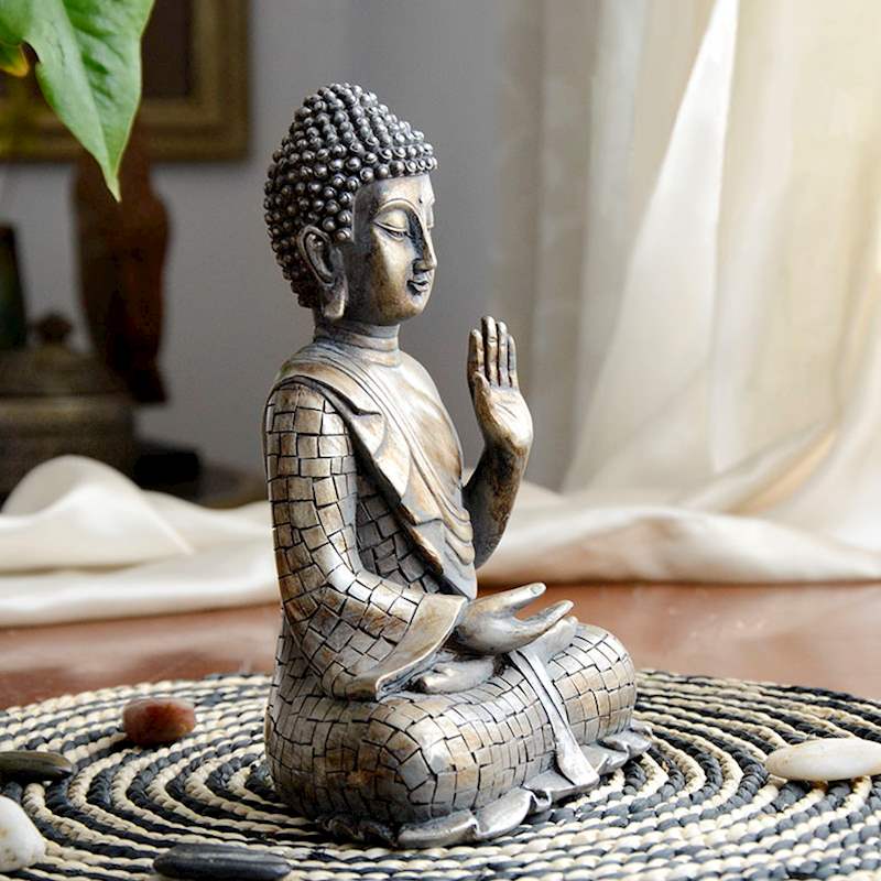 Resin Thailand Buddha Statue Vintage Bronze Sculpture Hindu Fengshui Figurine Meditation Miniature Home Decoration Accessories - 3