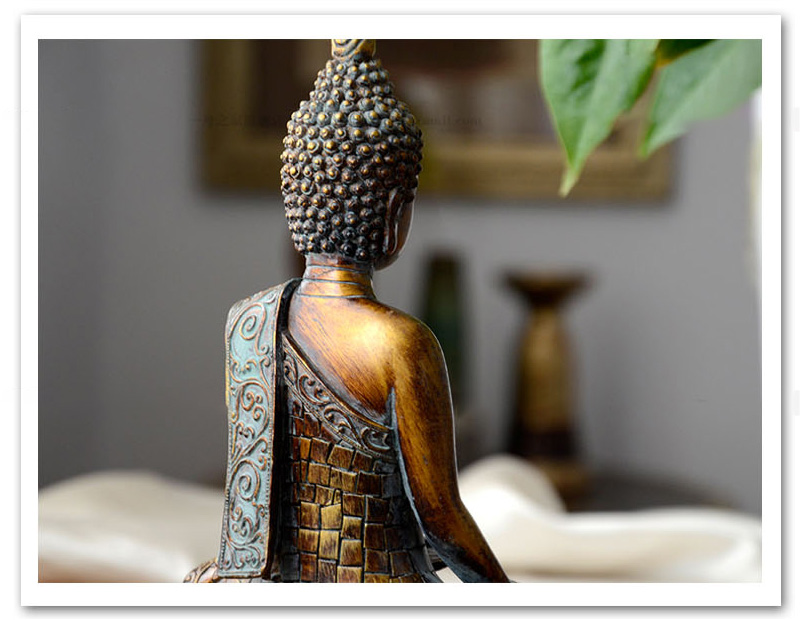 Vintage Bronze Resin Buddha Statue Thailand Miniature Fengshui Sculpture Hindu Meditation Home Decoration Accessories - 11