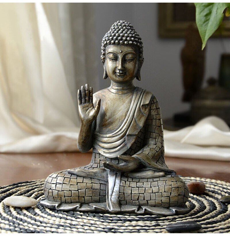 Vintage Bronze Resin Buddha Statue Thailand Miniature Fengshui Sculpture Hindu Meditation Home Decoration Accessories - 6