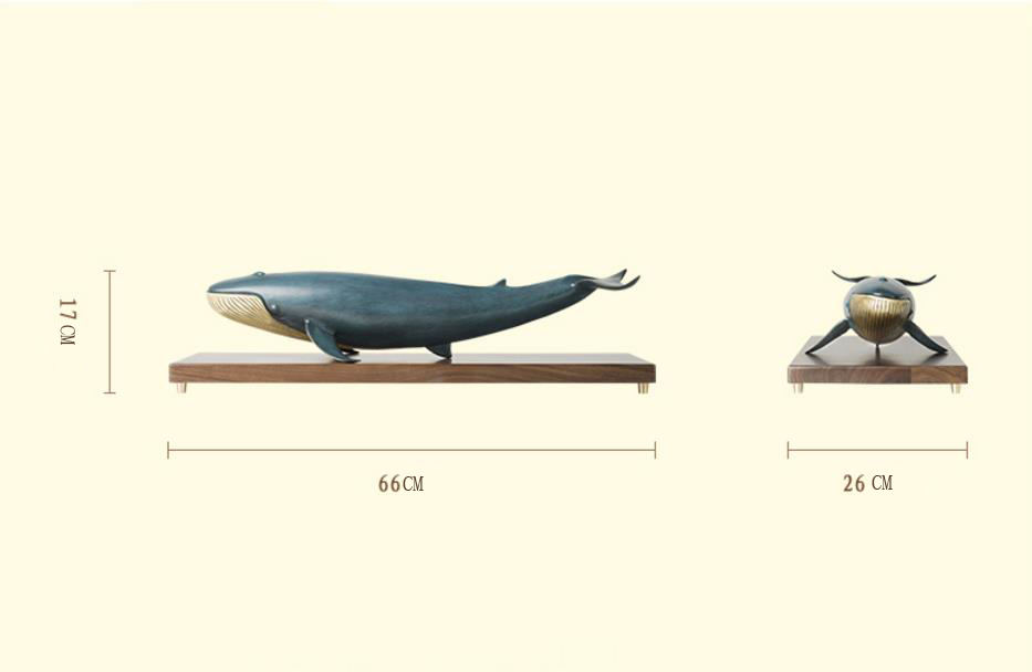 26inch Art Deco Whale Sculpture Pure Brass Handpainted Chinese Style Home Decor Gift Statue - 13