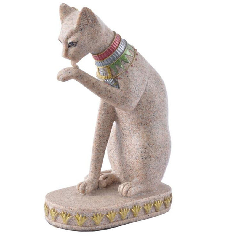 Handcrafted Egyptian Goddess Bastet Resin Cat Figurine Sandstone Statue Home Decor Unique Gift Ornament - 1