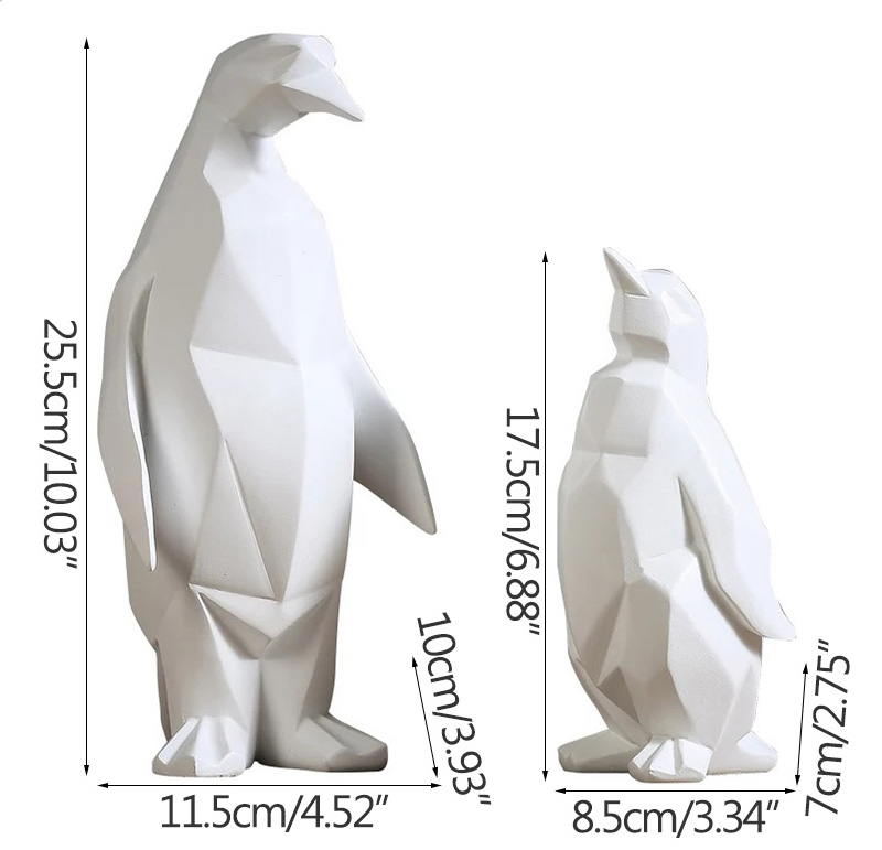 Luxury Nordic Ins Penguin Statue Origami Geometric Resin Sculpture Abstract Animal Craft Home Desktop Decor Gift - 12