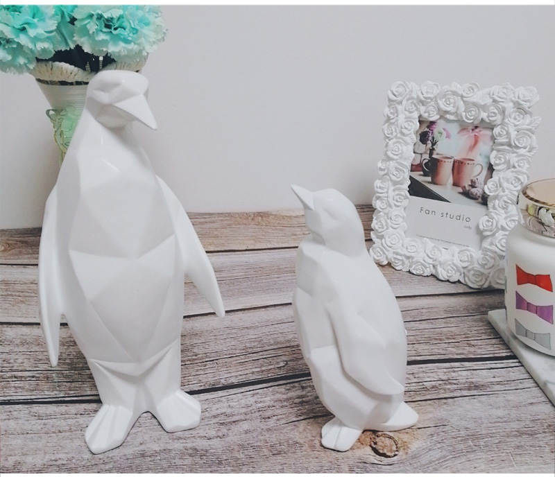 Luxury Nordic Ins Penguin Statue Origami Geometric Resin Sculpture Abstract Animal Craft Home Desktop Decor Gift - 10