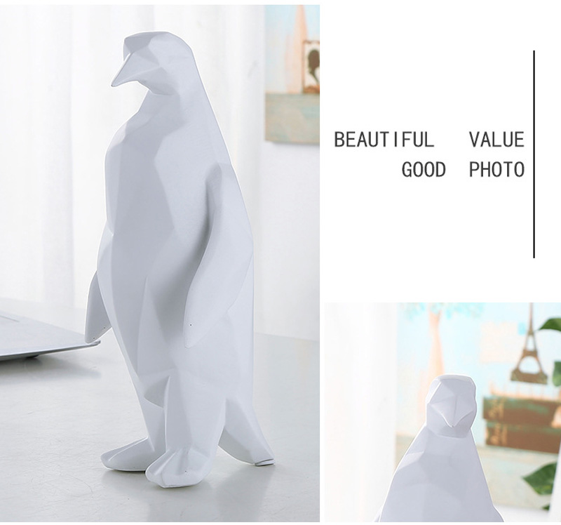 Luxury Nordic Ins Penguin Statue Origami Geometric Resin Sculpture Abstract Animal Craft Home Desktop Decor Gift - 5