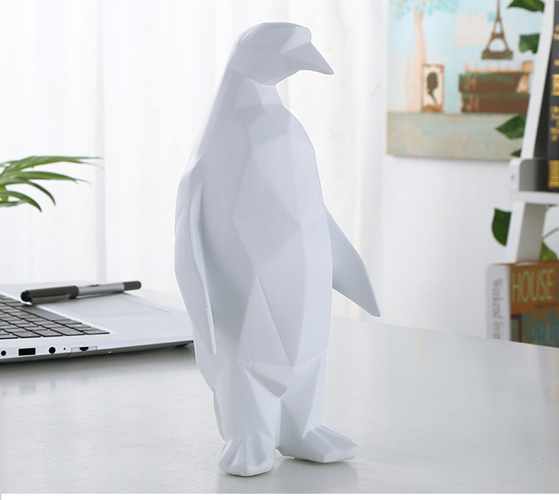 Luxury Nordic Ins Penguin Statue Origami Geometric Resin Sculpture Abstract Animal Craft Home Desktop Decor Gift - 1