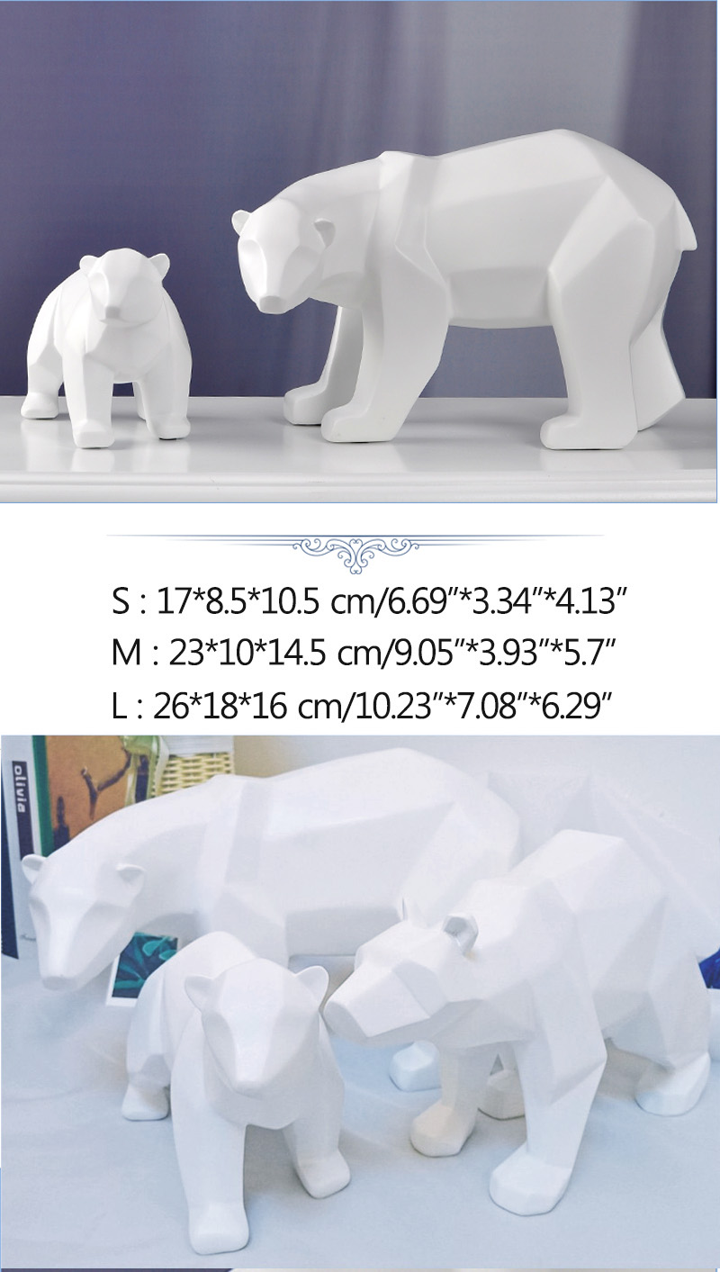 Abstract Nordic Geometric Polar Bear Resin Statue Desktop Decor Office Ornament Unique Birthday Gift Idea - 11