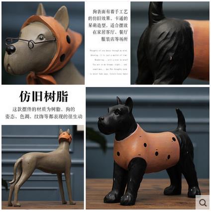 American Style Creative Resin Dog Figurines Vintage Statue Home Decor Crafts Room Decoration Objects Animal - 5