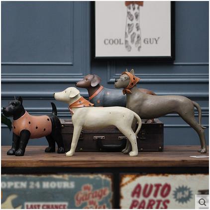 American Style Creative Resin Dog Figurines Vintage Statue Home Decor Crafts Room Decoration Objects Animal - 3