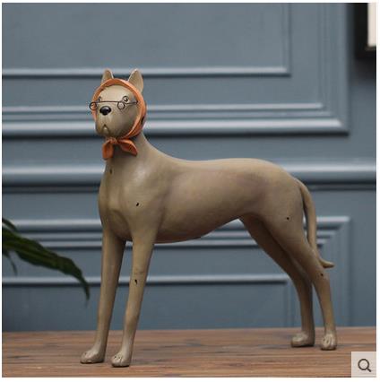 American Style Creative Resin Dog Figurines Vintage Statue Home Decor Crafts Room Decoration Objects Animal - 2