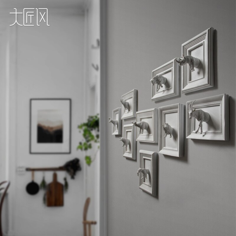 White Creative Resin 3d Wall Decor Home Animal Vintage Statue Crafts Room Decoration Figurines - 4