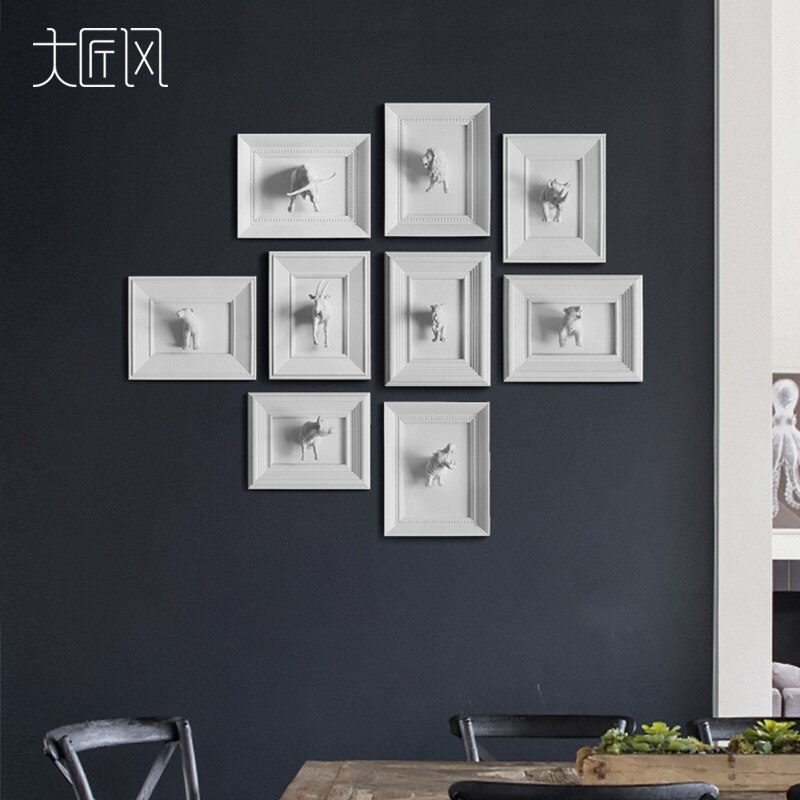 White Creative Resin 3d Wall Decor Home Animal Vintage Statue Crafts Room Decoration Figurines - 2