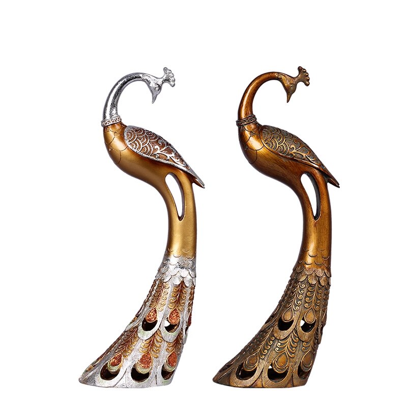 Creative Resin Peacock Statue Home Decor Craft Room Decoration Objects Wine Animal Figurine Office Vintage Ornaments Gift - 7