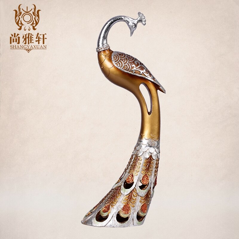 Creative Resin Peacock Statue Home Decor Craft Room Decoration Objects Wine Animal Figurine Office Vintage Ornaments Gift - 4