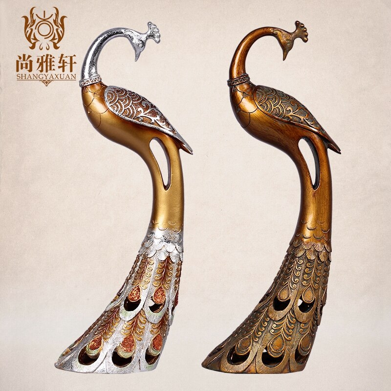 Creative Resin Peacock Statue Home Decor Craft Room Decoration Objects Wine Animal Figurine Office Vintage Ornaments Gift - 3