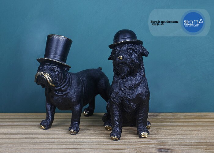 Small Resin English Bulldog Dog Figurine Home Decor Crafts Room Decoration Vintage Study Office Ornament Animal Statue - 2