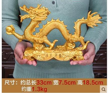 Dragon Decorated Decoration Home Office Gold Products Sculpture Statue Arts Crafts - 3