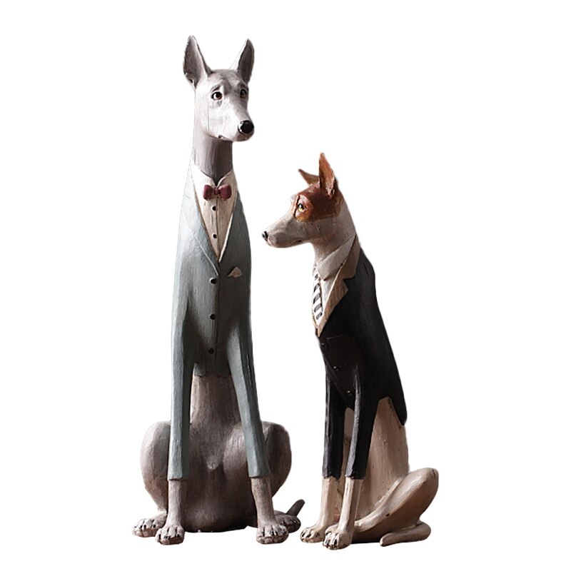 Creative Resin Dog Figurines Vintage Statue Home Decor Crafts Room Decoration Objects Mr Ornament Animal - 5