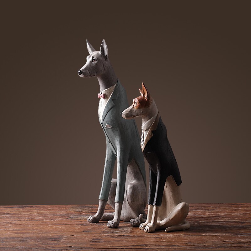 Creative Resin Dog Figurines Vintage Statue Home Decor Crafts Room Decoration Objects Mr Ornament Animal - 2