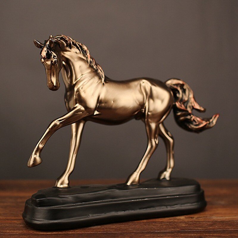 Vintage Resin Gold Horse Statues Figurines Ornaments Sculpture Crafts Home Office Decoration Accessories Wedding Gifts - 5