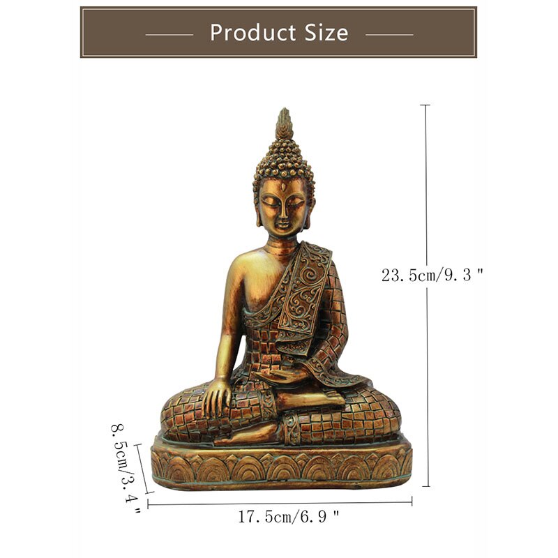 Southeast Asia Vintage Buddha Statue Thailand Golden Desktop Decor Resin Craft Religious Sculpture Home Decoration Gift - 6