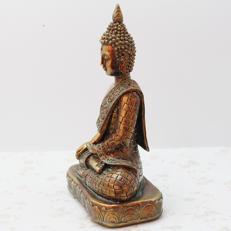 Southeast Asia Vintage Buddha Statue Thailand Golden Desktop Decor Resin Craft Religious Sculpture Home Decoration Gift - 3