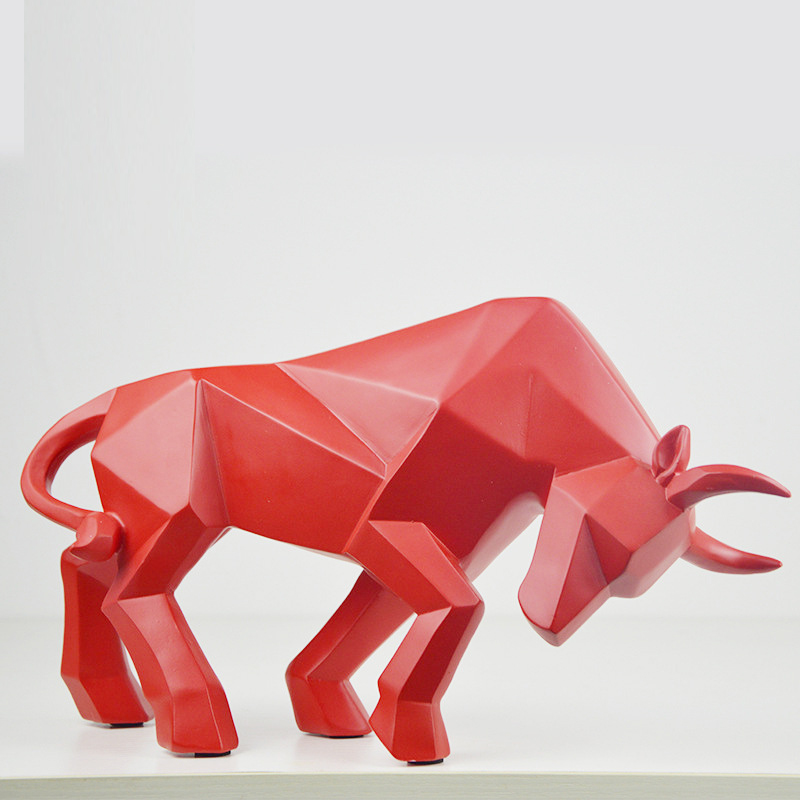 Abstract Resin Bull Sculpture Geometric Ox Statue Modern Office Decor Artistic Home Accessory Unique Birthday Gift - 4